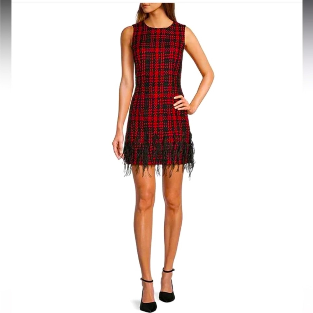 NWT Antonio Melani Tweed FeatherTrim Dress - Picture 2 of 4
